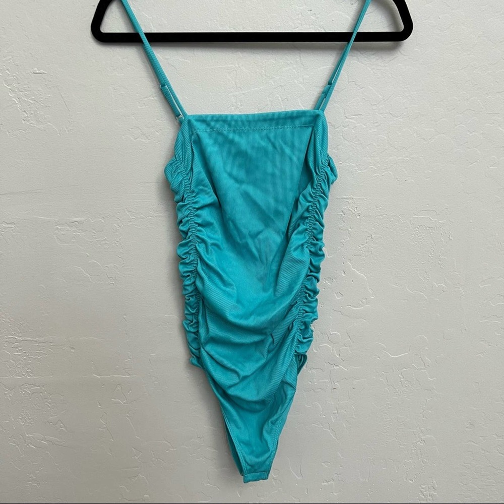 Free People Intimately On Your Side Ruched Teal Bodysuit